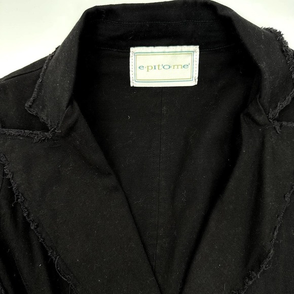 Epitome Frayed Hems Black Blazer Size Small - Picture 8 of 11